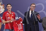 The President of the Republic of Serbia, Aleksandar Vucic, received the women's volleyball team of Serbia, which won the gold medal at the World Championship.Predsednik Republike Srbije Aleksandar Vucic primio je zensku  odbojkasku reprezentaciju S