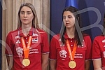 The President of the Republic of Serbia, Aleksandar Vucic, received the women's volleyball team of Serbia, which won the gold medal at the World Championship.Predsednik Republike Srbije Aleksandar Vucic primio je zensku  odbojkasku reprezentaciju S