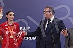 The President of the Republic of Serbia, Aleksandar Vucic, received the women's volleyball team of Serbia, which won the gold medal at the World Championship.Predsednik Republike Srbije Aleksandar Vucic primio je zensku  odbojkasku reprezentaciju S