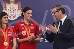 The President of the Republic of Serbia, Aleksandar Vucic, received the women's volleyball team of Serbia, which won the gold medal at the World Championship.Predsednik Republike Srbije Aleksandar Vucic primio je zensku  odbojkasku reprezentaciju S